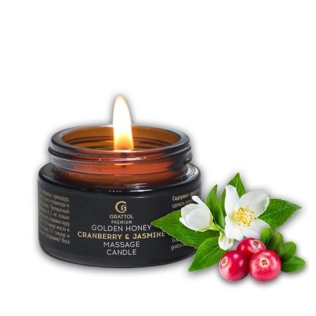 Grattol Premium Massage Candle Cranberry&Jasmin  - массажная свеча с ароматом Клюква и Жасмин, 30ml